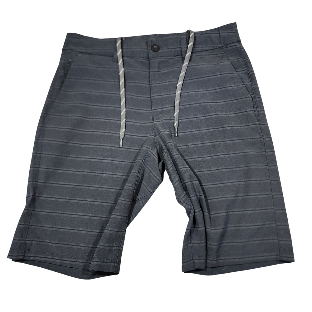 Hang Ten Hybrid Board Short sz 32 Men Gray Stripe Flat Front Swim Surf Golf‎ 11"